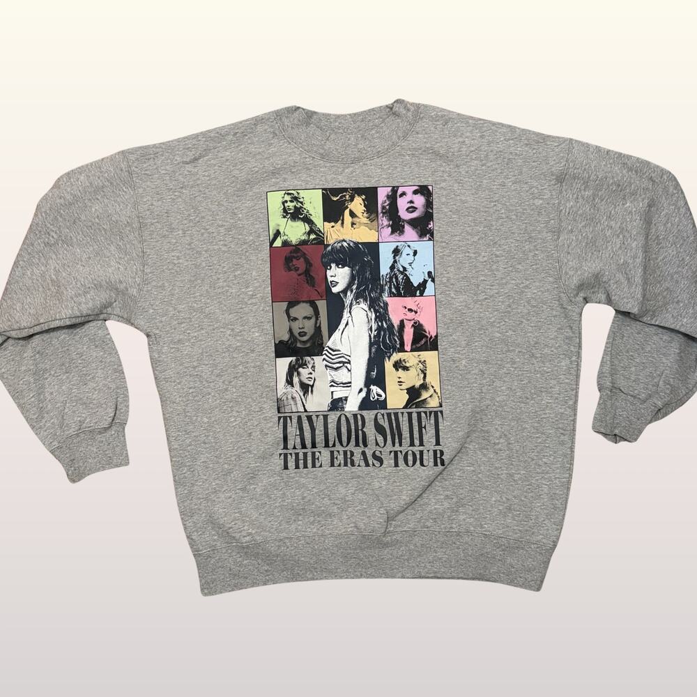Taylor Swift Eras Tour Gray Crewneck Sweatshirt XL NEW‎ Official 2023 US Dates